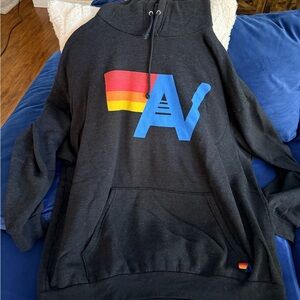 Aviator Nation Charcoal Sweater with Blue and Red-Yellow Design